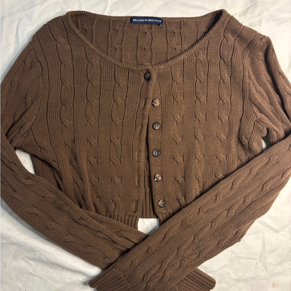 Brandy Melville Tan Cable Knit Cardigan